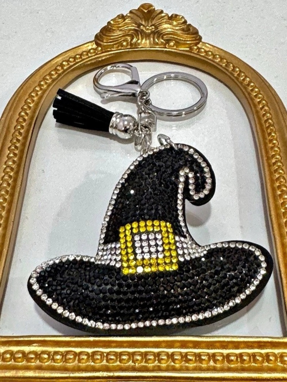 New Black Witch Hat Rhinestone Keychain - Picture 2 of 5